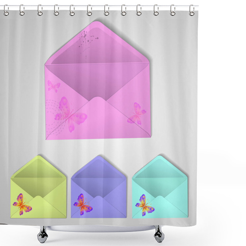 Personality  Envelope With Butterflies - Summer Mail. Vector Illustration Shower Curtains