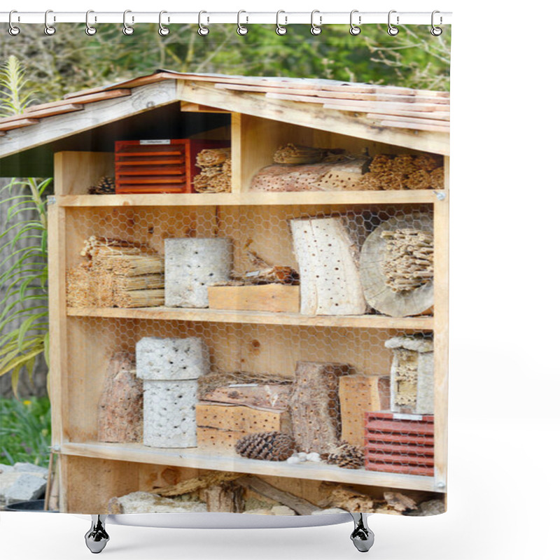 Personality  Insect Hotel For Wild Solitary Bees And Other Insects Shower Curtains