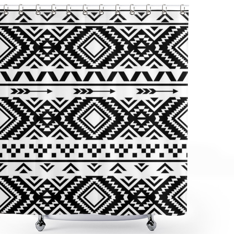 Personality  Seamless Ethnic Pattern Design. Navajo Geometric Print. Rustic Decorative Ornament. Abstract Geometric Pattern. Native American Pattern. Ornament For The Design Of Clothing, Textiles Shower Curtains