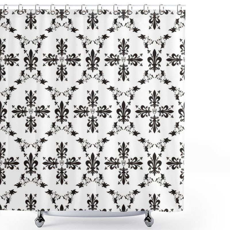 Personality  Seamless Victorian Royal Vector Texture With Fleur-de-lis Shower Curtains