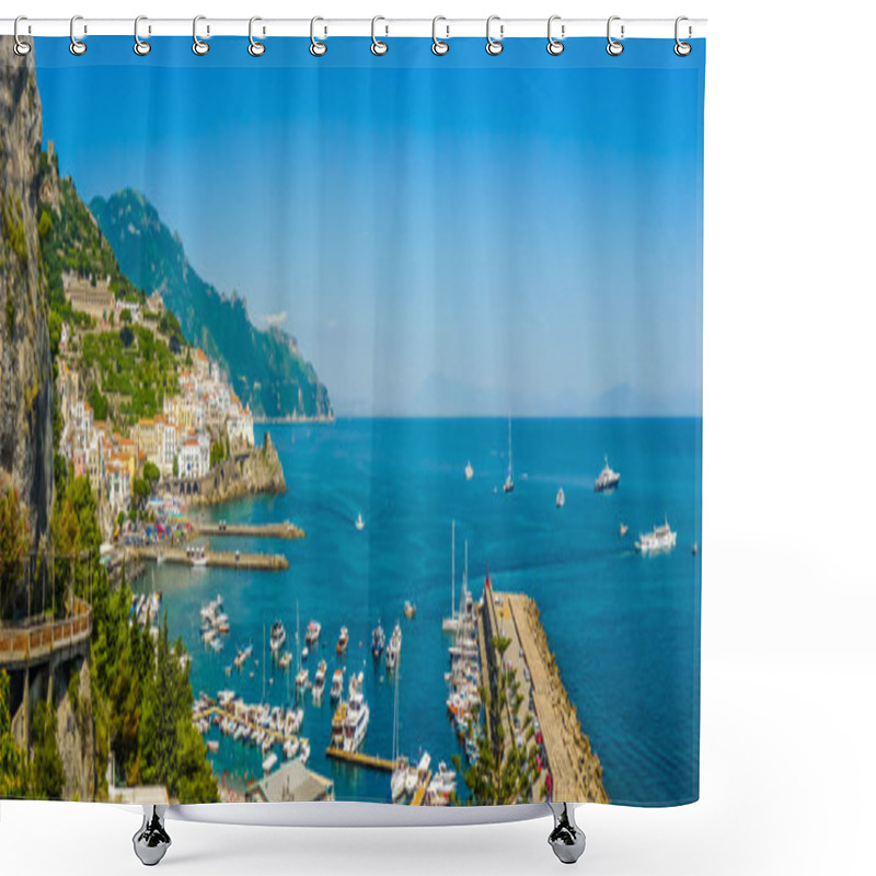 Personality  Postcard View Of Amalfi, Amalfi Coast, Campania, Italy Shower Curtains