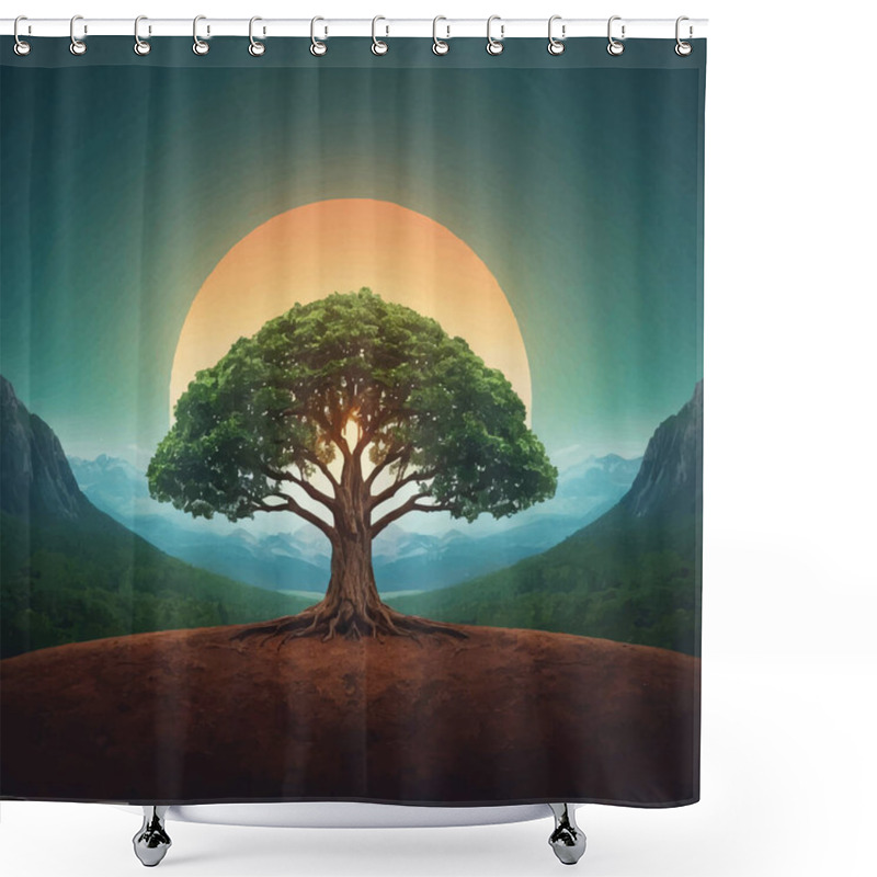 Personality  Abstract Tree Illustration Art Design For Social Media Template Backgrounds. Shower Curtains