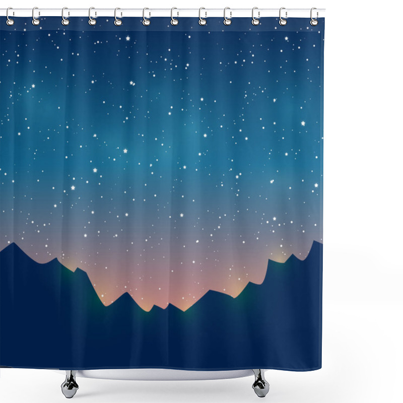 Personality  Mountains Silhouettes On Starry Sky Background Shower Curtains