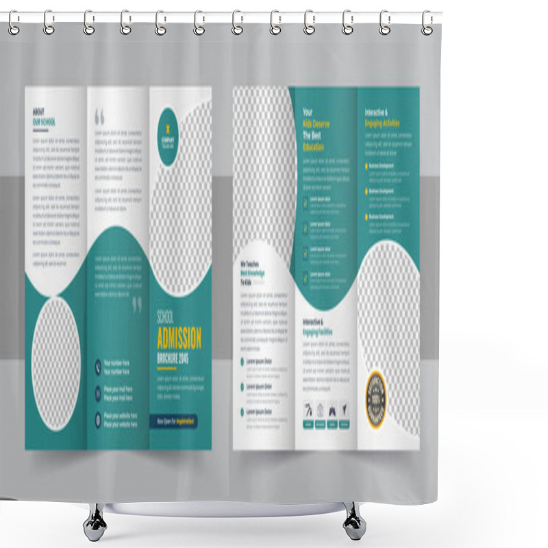 Personality  Kids Back To School Education Admission Trifold Brochure Template, School Admission Trifold Brochure Design, Kids Academy Brochure Template Shower Curtains