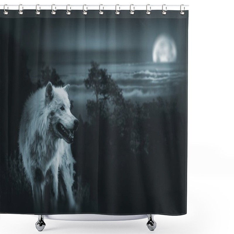 Personality  Full Moon Wolf Hunt Shower Curtains