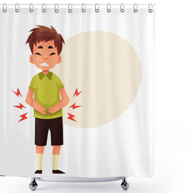 Personality  Little Boy Having Stomach Ache Shower Curtains