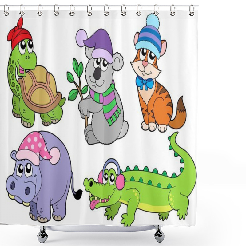 Personality  Animals In Winter Clothes Collection 1 Shower Curtains