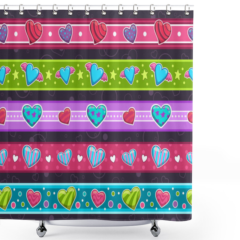 Personality  Seamless Stripes With Hearts Shower Curtains