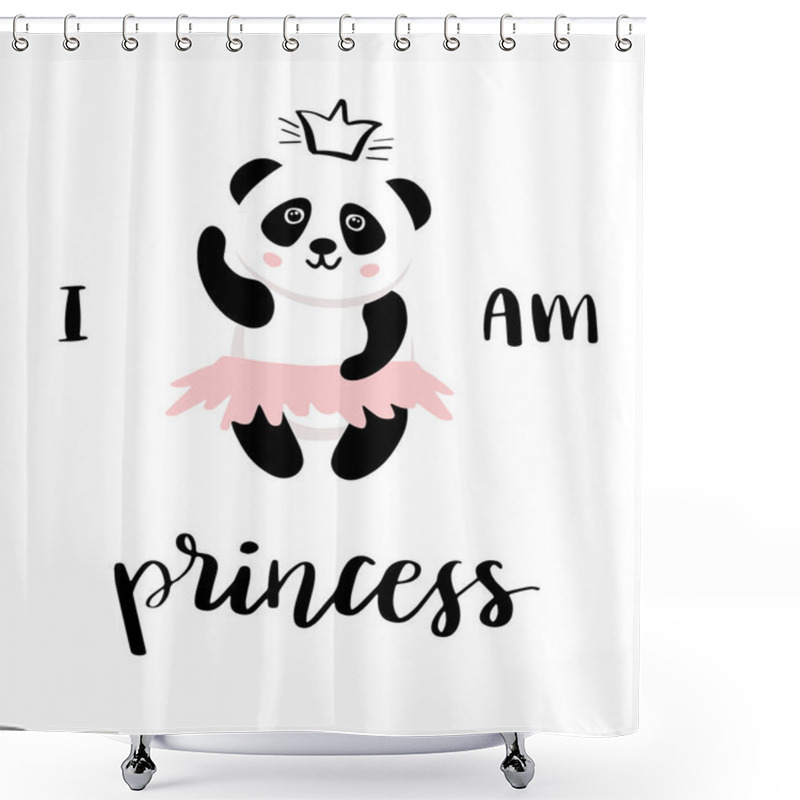 Personality  Panda Ballerina Vector For Girl Print Design. Shower Curtains