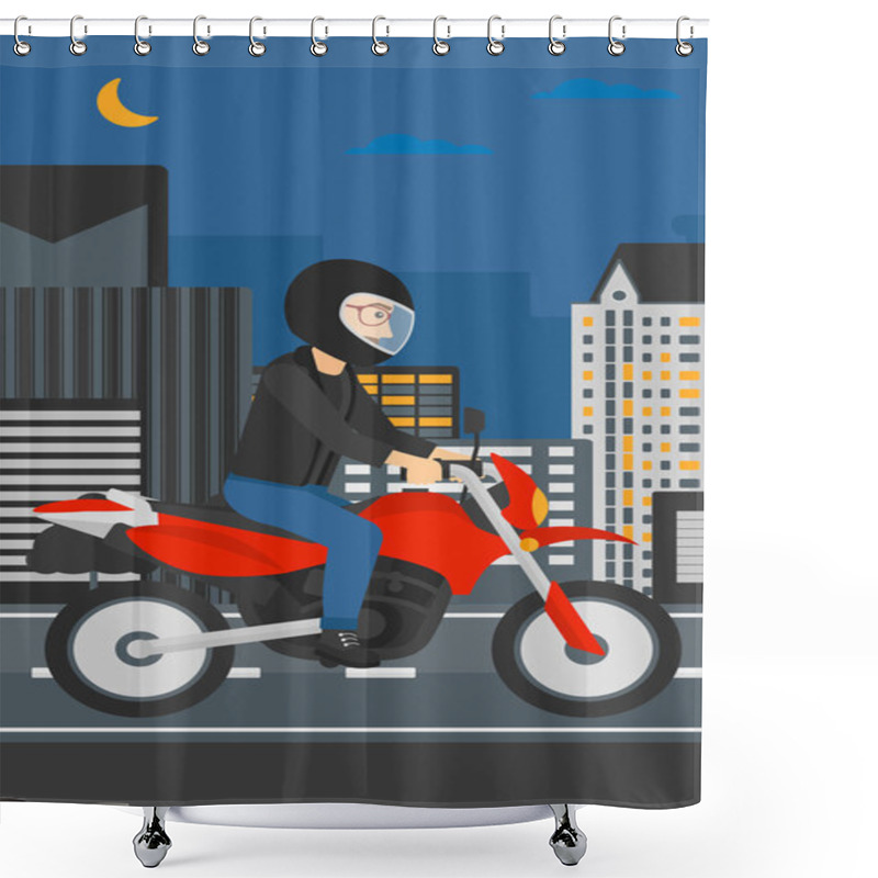 Personality  Man Riding Motorcycle. Shower Curtains