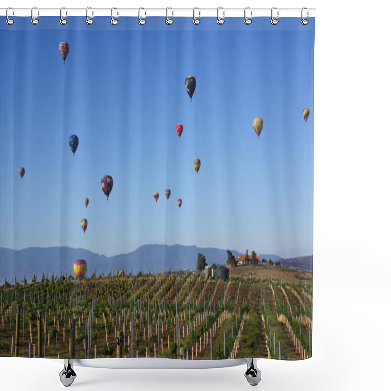 Personality  Hot Air Balloons Soaring At 2015 Temecula Balloon And Wine Festival Shower Curtains