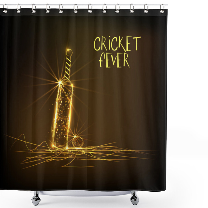 Personality  Golden Bat And Ball For Cricket Fever. Shower Curtains