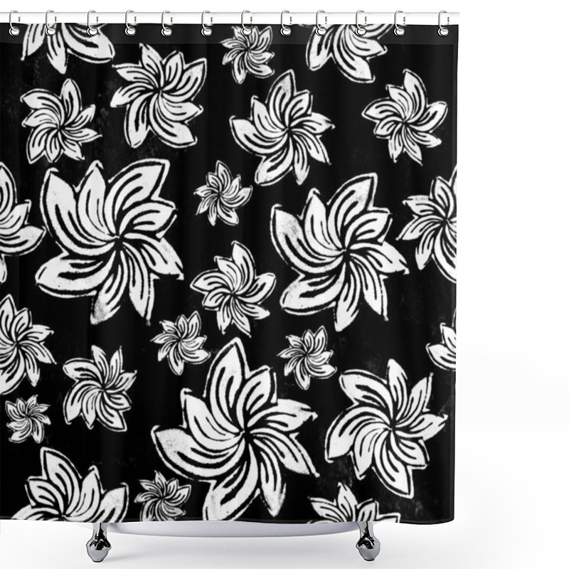 Personality  Floral Seamless Background. Black And White Illustration. Shower Curtains