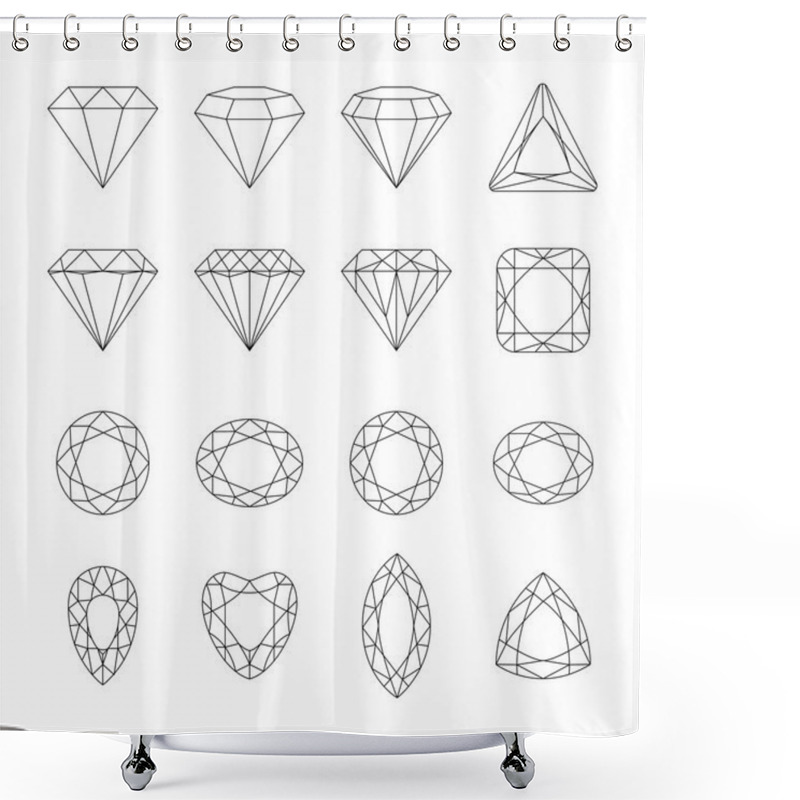 Personality  Diamond Vector Icons Set. Shower Curtains