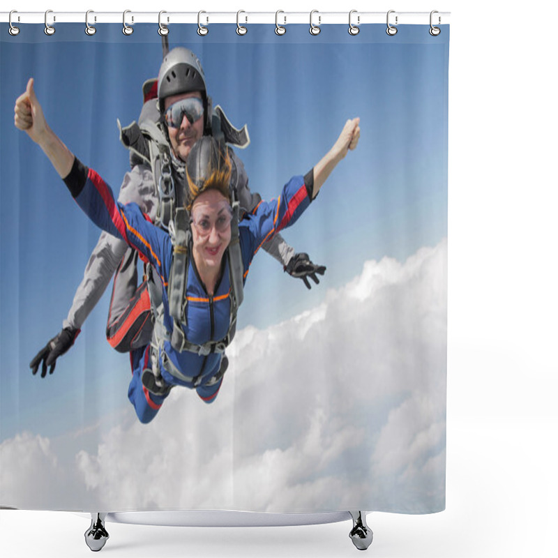 Personality  Tandem Jump. Flying In Free Fall Shower Curtains