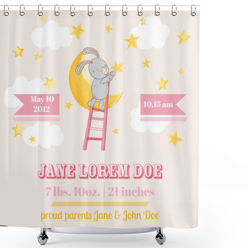 Personality  Baby Shower Or Arrival Card - With Baby Bunny With Stars Shower Curtains