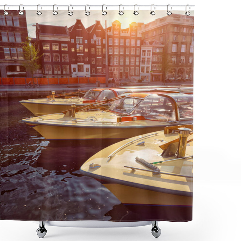 Personality  Amsterdam Tourist Boats In Canal Shower Curtains