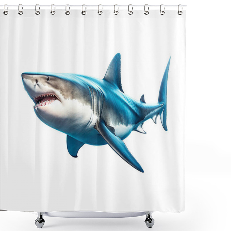 Personality  Great White Shark Isolated On White Background Shower Curtains