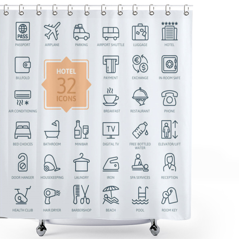 Personality  Outline Web Icon Set - Hotel Services Shower Curtains