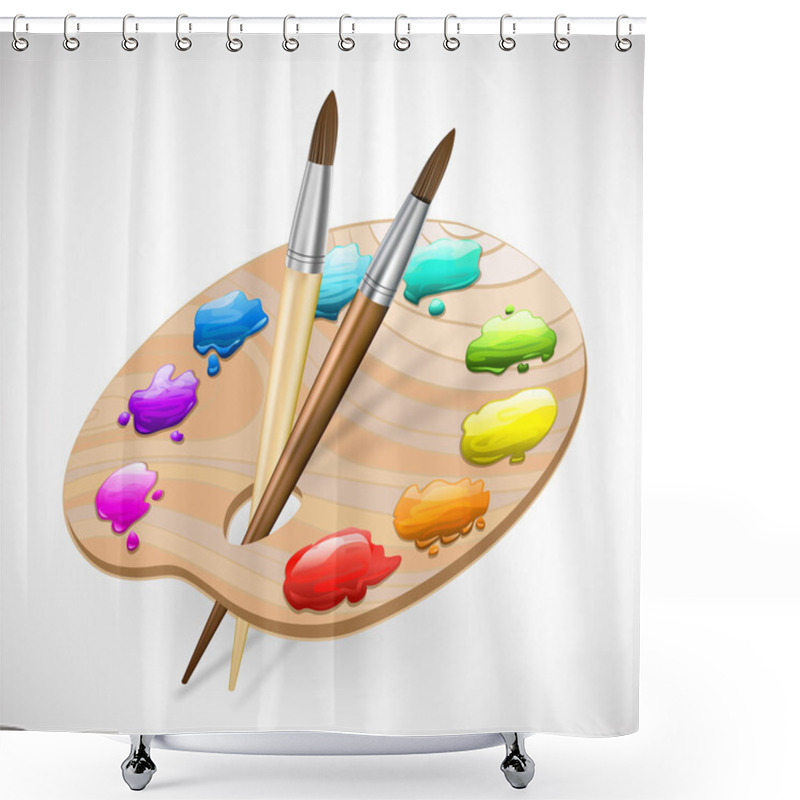 Personality  Art Palette Wirh Brushes And Paints Shower Curtains