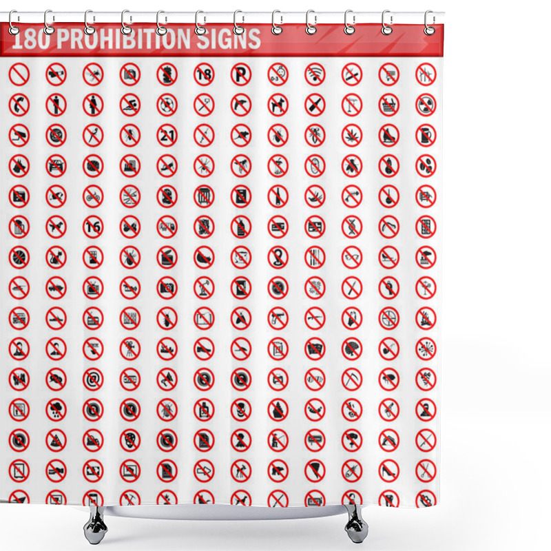 Personality  180 Prohibition Signs Set Vector Shower Curtains