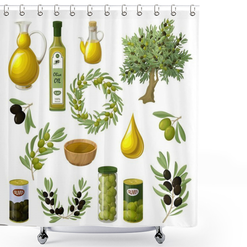 Personality  Cartoon Olive Oil Elements Set Shower Curtains