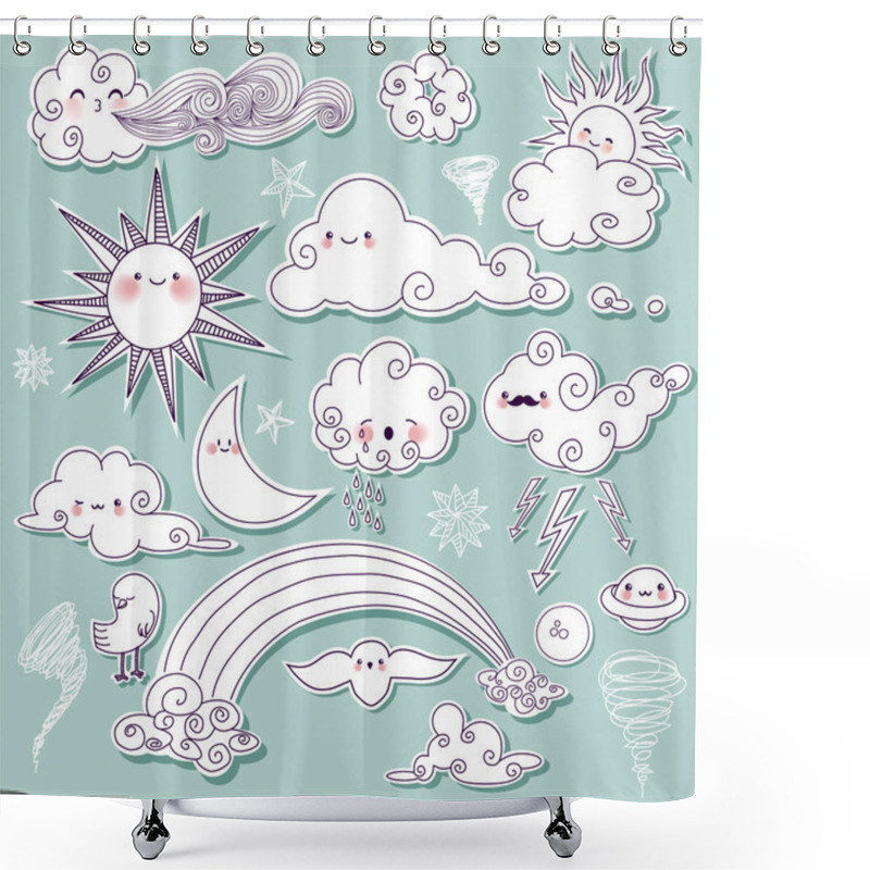 Personality  Celestial And Weather Icons Shower Curtains