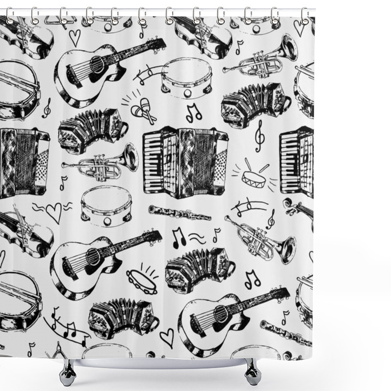 Personality  Musical Instruments Seamless Pattern Shower Curtains