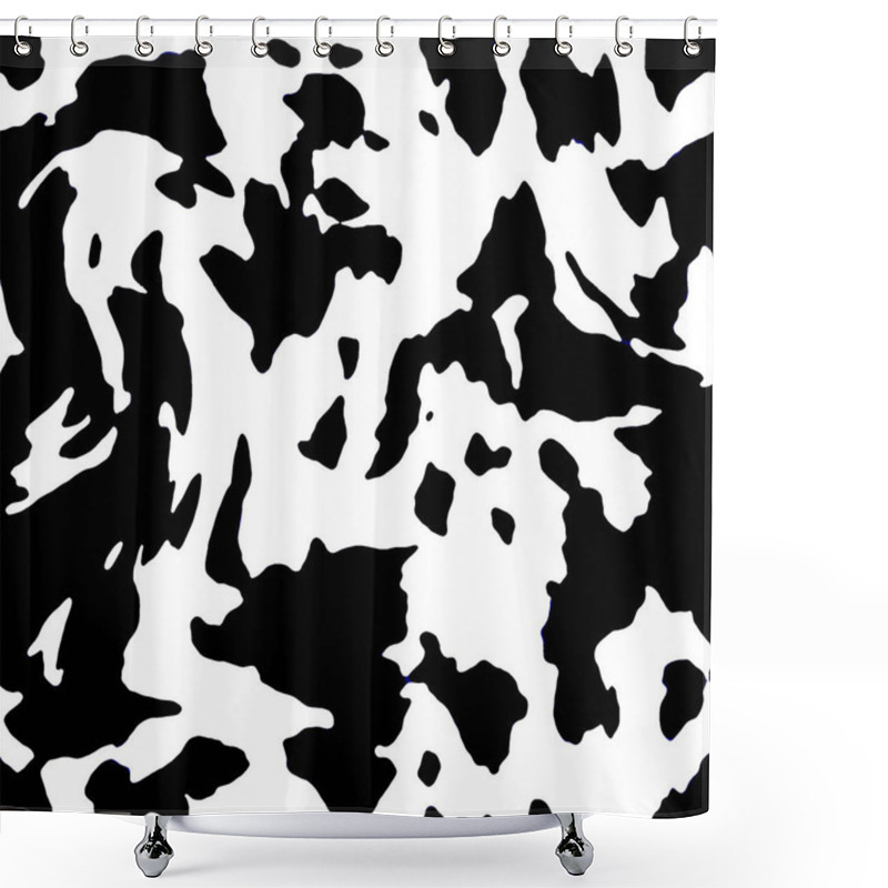 Personality  Seamless Pattern. Cow Skin Or Dalmatian Fur Or Panda Coat. Spots. Black And White.  Animal Print, Texture Background. Illustration Shower Curtains