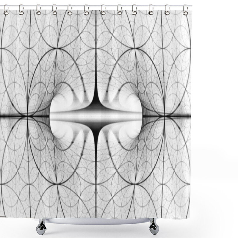 Personality  4 Dimensional Object In Space Inverted Black And White Effect, Computer Generated Abstract Intenisty Map Shower Curtains