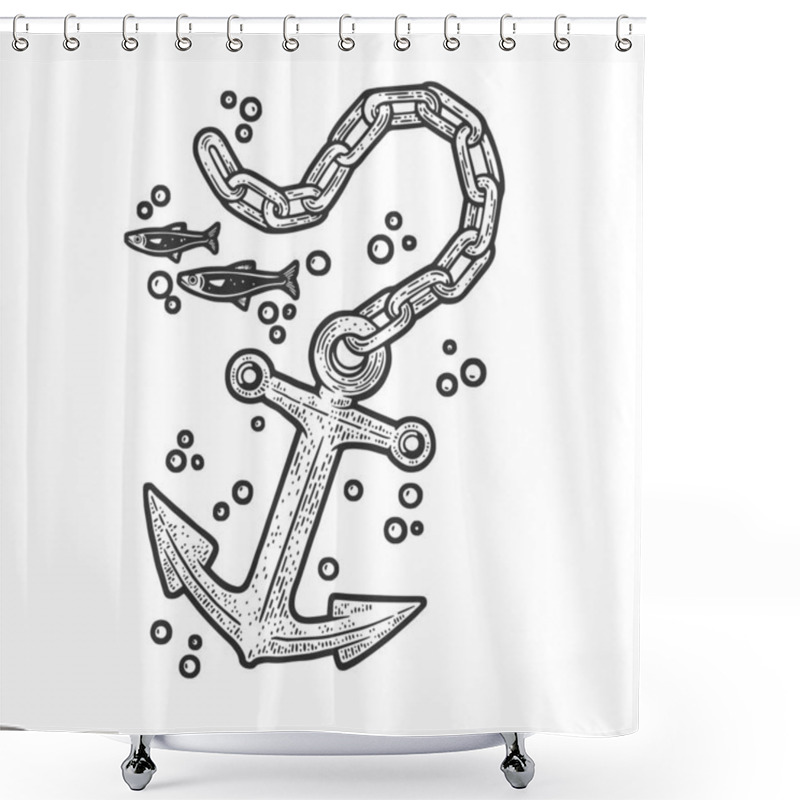 Personality  Torn Off Anchor Sketch Vector Illustration Shower Curtains