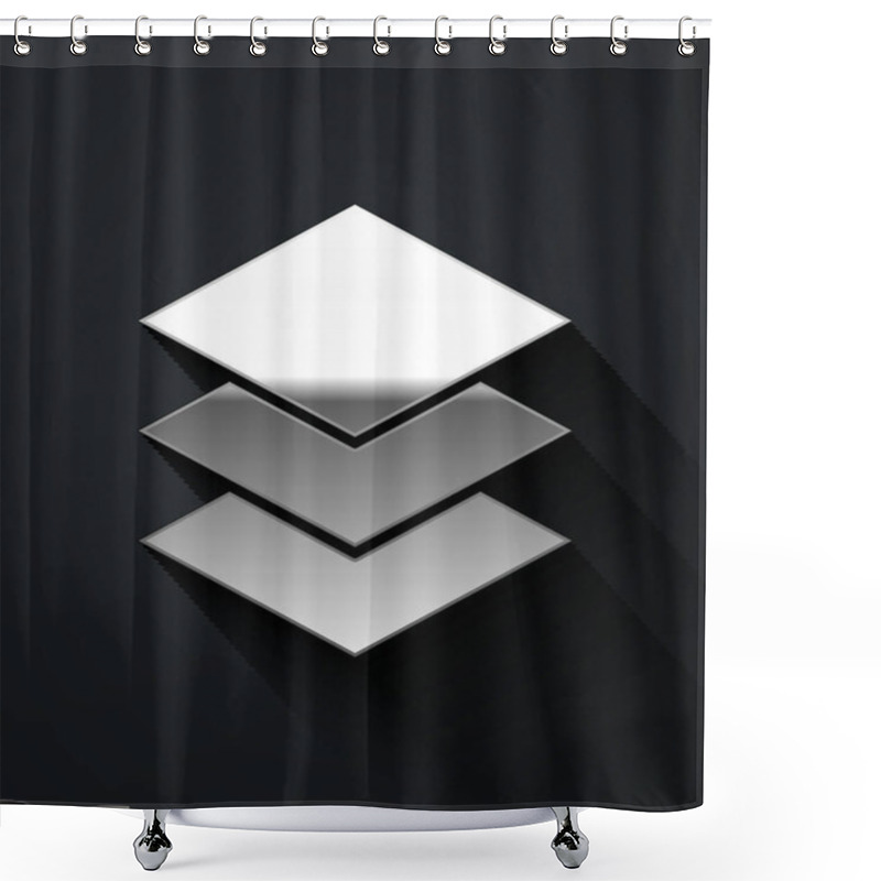 Personality  Silver Layers Clothing Textile Icon Isolated On Black Background. Element Of Fabric Features. Long Shadow Style. Vector Illustration Shower Curtains