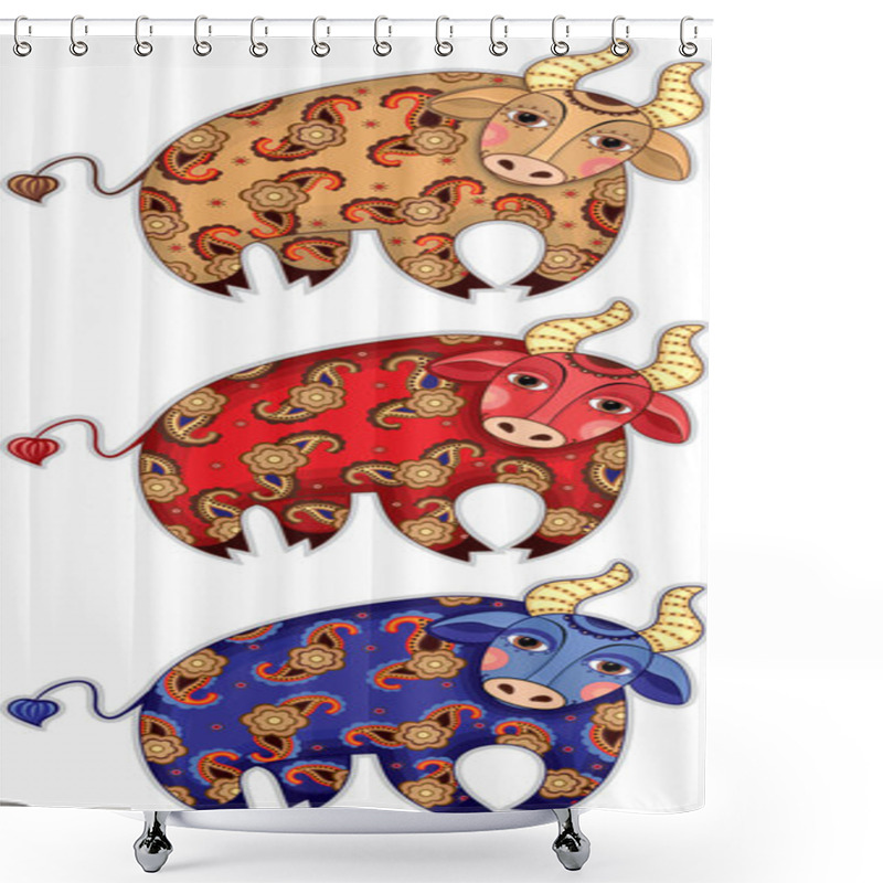 Personality  Bull Set Shower Curtains