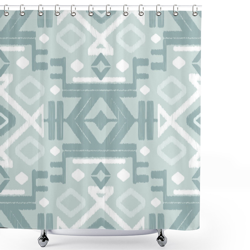 Personality  Vector Silver Gray Ikat Seamless Pattern Background Shower Curtains