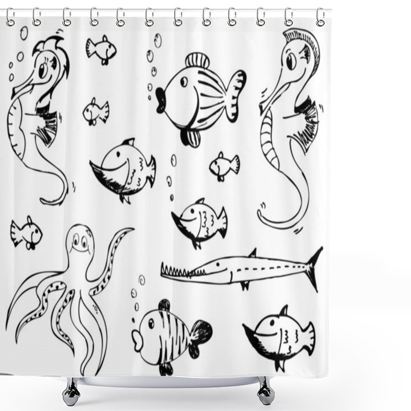 Personality  Set Of Sea Animals Shower Curtains