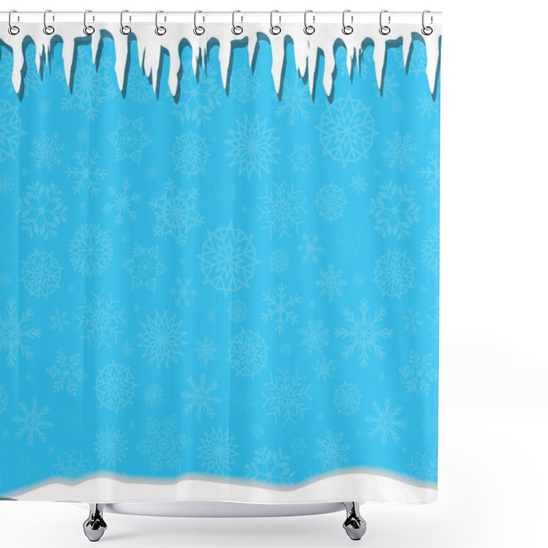 Personality  Elegant Winter Festive  Blue Background With Fallen Snowflakes,  Shower Curtains