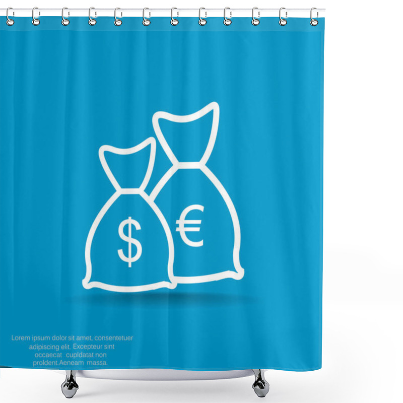 Personality  Money Bags With Currency Symbols Shower Curtains