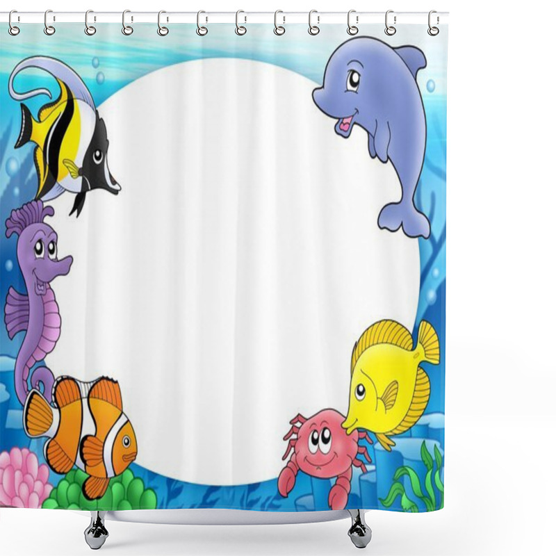 Personality  Round Frame With Tropical Fishes Shower Curtains