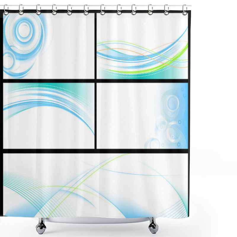 Personality  Abstract Blue Backgrounds Set Shower Curtains