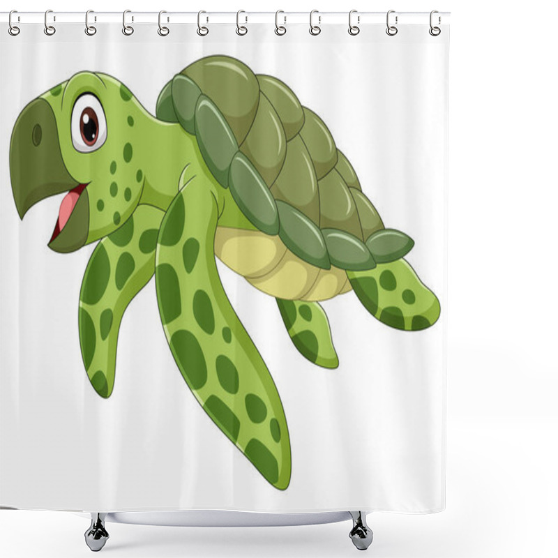 Personality  Vector Illustration Of Cartoon Sea Turtle Isolated On White Background Shower Curtains