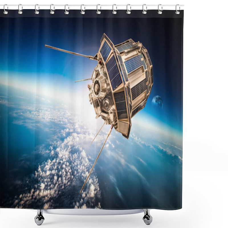 Personality  Space Satellite Orbiting The Earth Shower Curtains