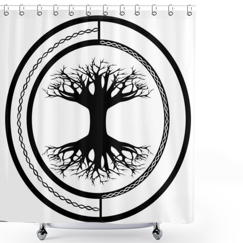 Personality  Yggdrasil World Tree, Tattoo Or Print Design Shower Curtains