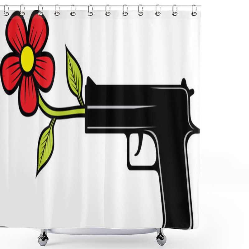 Personality  The Gun Shoots Flowers Shower Curtains