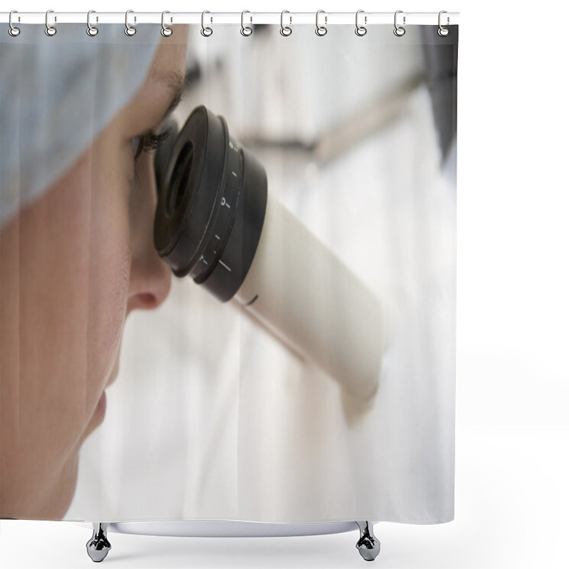 Personality  Embryologist Adding Sperm To Eggs In Laboratory Shower Curtains