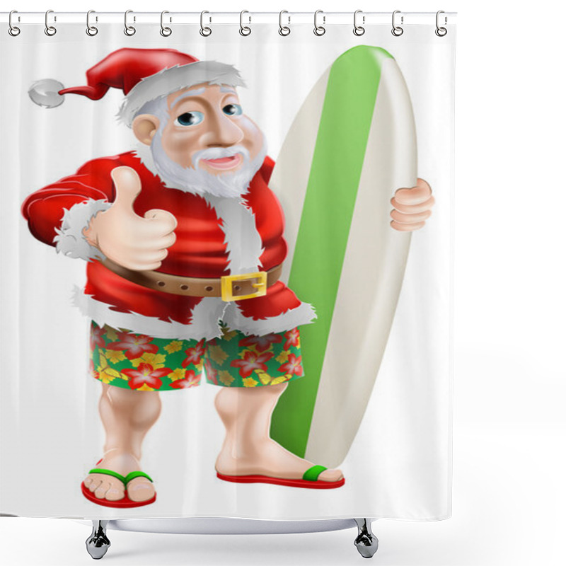 Personality  Thumbs Up Surfing Santa Claus Shower Curtains