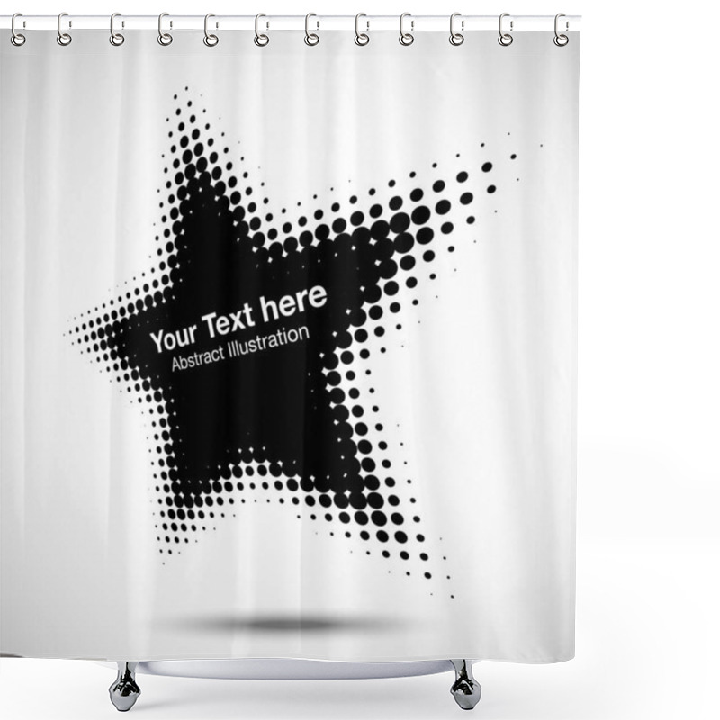 Personality  Halftone Star Perspective Frame Abstract Dots Logo Emblem Design Element For Technology, Medical, Treatment, Cosmetic. Star Border Icon Using Halftone Circle Dots Raster Texture. Vector. Shower Curtains