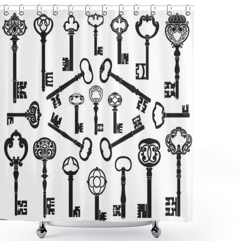 Personality  Collection Of Antique Keys Shower Curtains