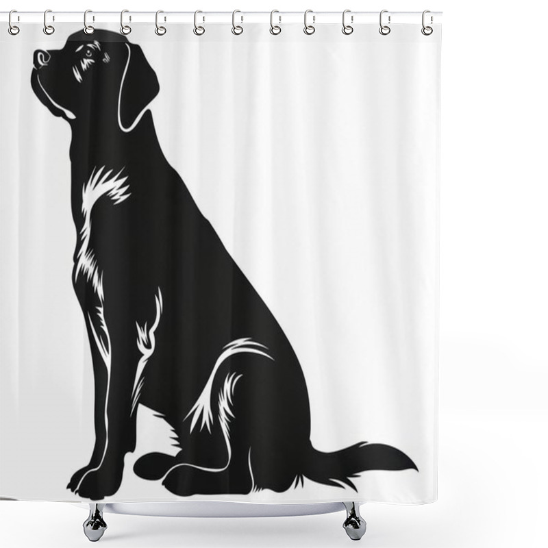 Personality  A Striking Silhouette Of A Black Labrador Retriever In A Regal Pose. Shower Curtains