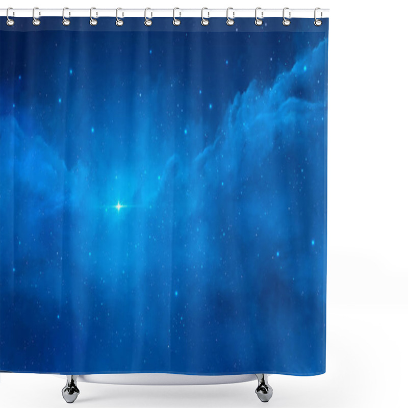 Personality  Space Scene. Clear Neat Blue Nebula With Stars. Elements Furnished By NASA. 3D Renderin Shower Curtains