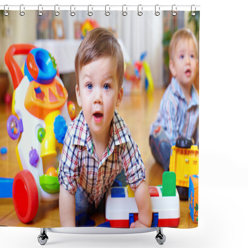 Personality  Curious Boy In Nursery Room Shower Curtains